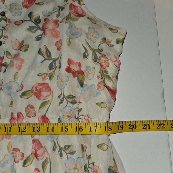 American Rag Cie Dress Women’s 1X Floral Sleeveless Button Front Ruffle Hem Boho - Picture 11 of 12